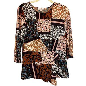Nanette Lepore Blouse Women's Size Large Floral‎ Paisley Brown